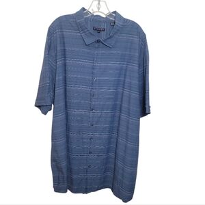Synrgy men's casual blue stripe button down short sleeve shirt size 4XLT